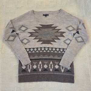 American Eagle Outfitters Aztec Pattern Sweater - Cream and Brown